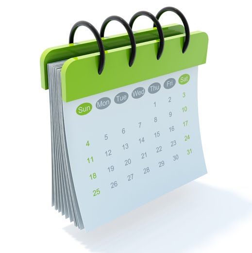 Green calendar icon isolated on white